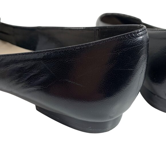 Cole Haan Black Leather Perforated Scalloped Flats SZ 7B Womens Casual Business - Picture 10 of 12